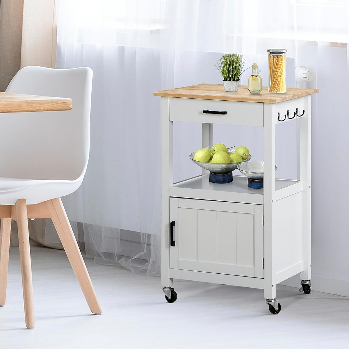 ZENY™ Rolling Kitchen Island with Single Door Cabinet, Kitchen Cart on ...