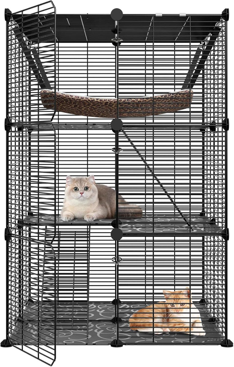 Cat Playpen For Indoor Cats Enclosed Pefilos 72 Inch 3-Tier Wire