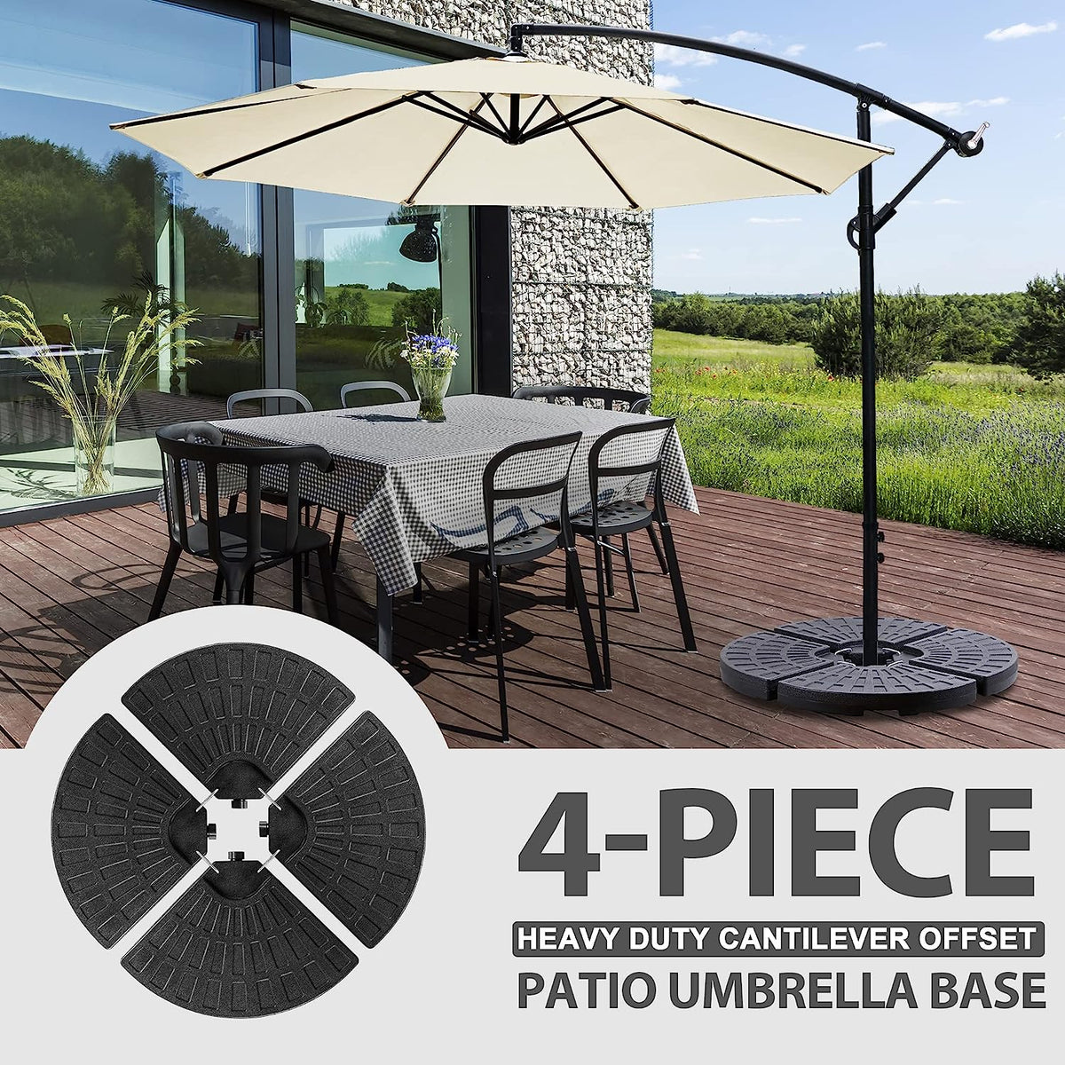 cantilever offset patio umbrella ZENY™ 4-Piece Cantilever Offset Patio Umbrella Base, Heavy Duty Water – ZENY Products