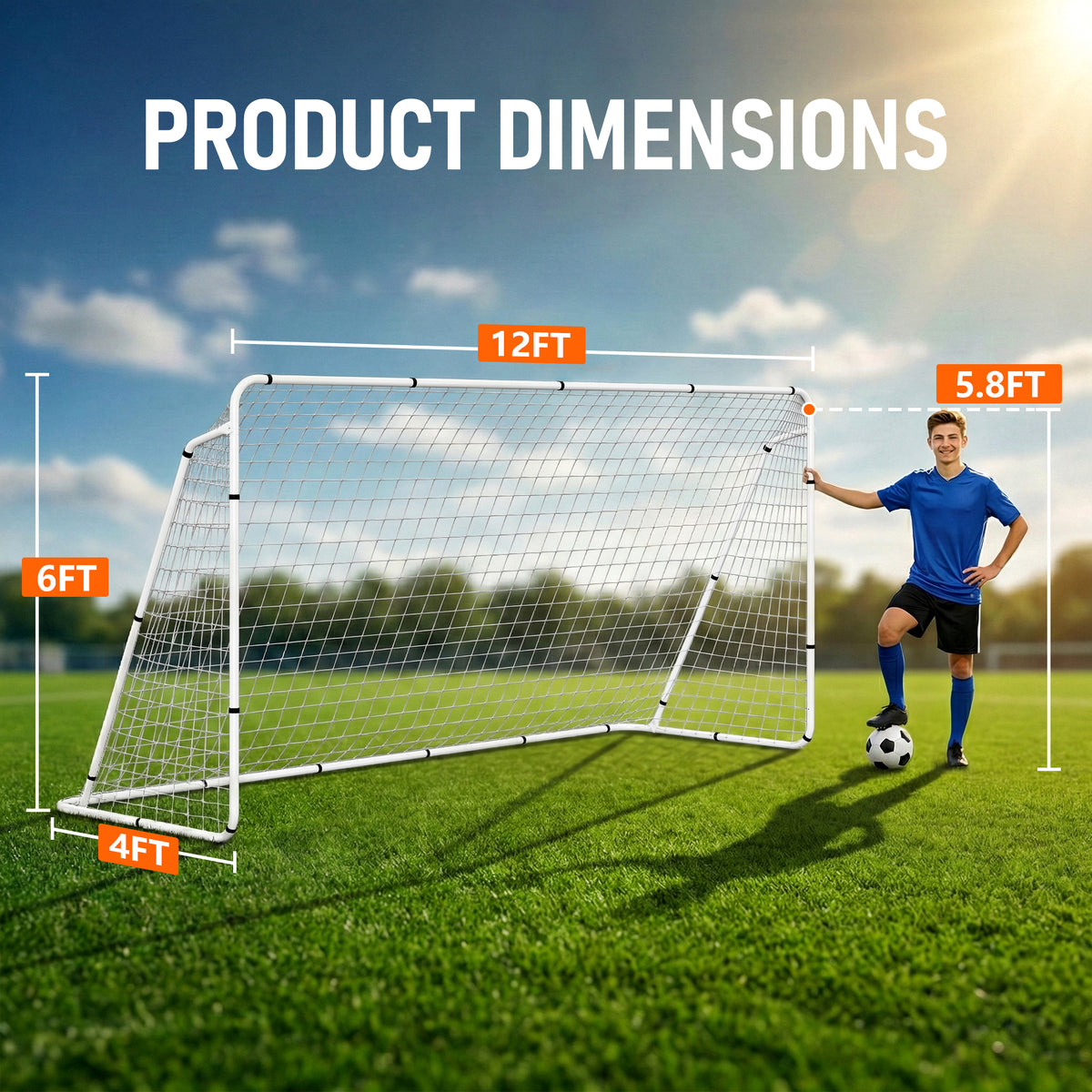 ZENY™ 12 x 6 Soccer Goal for Backyard, Heavy Duty Steel Frame with