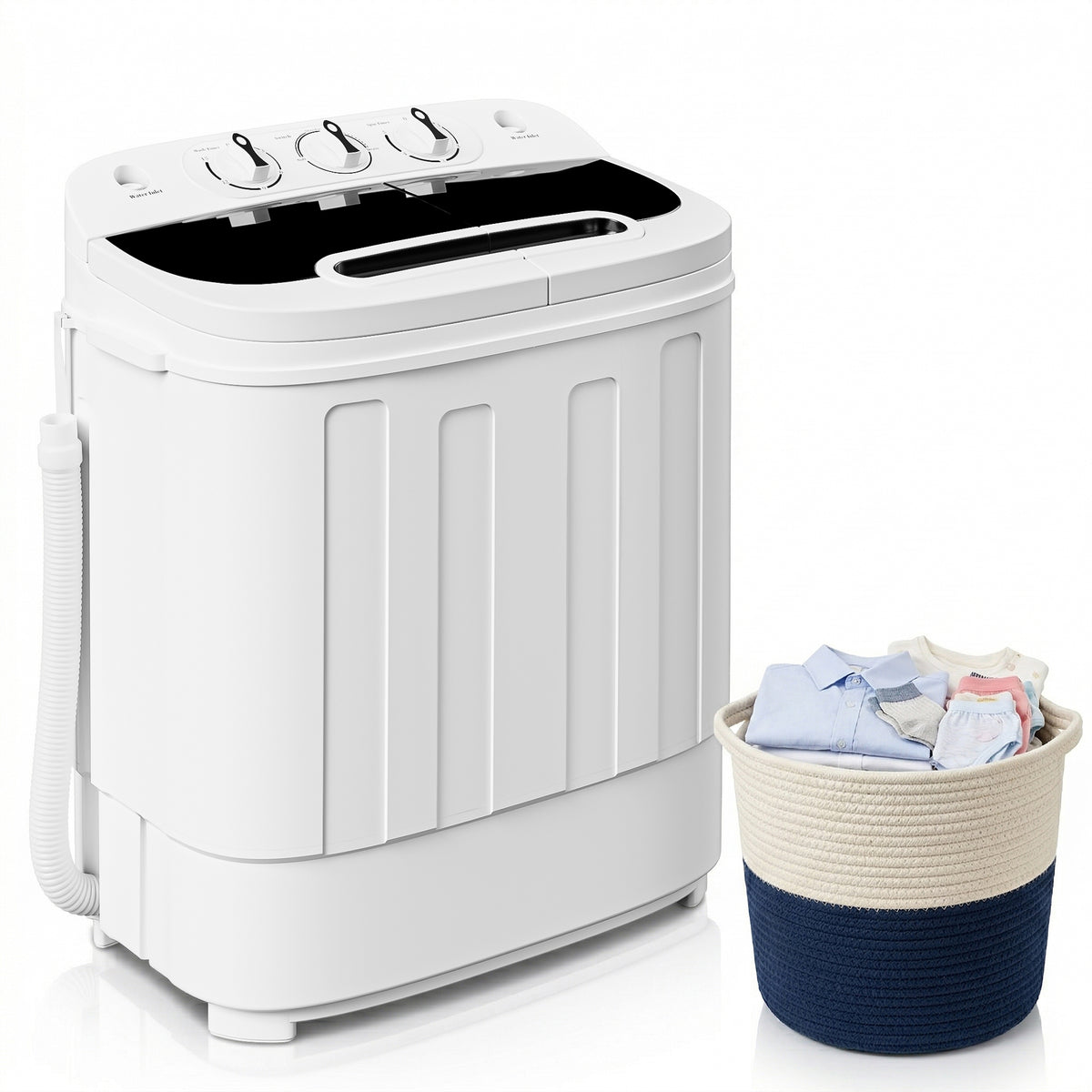ZENY Portable Mini Twin Tub Washing Machine with Spin Dryer for