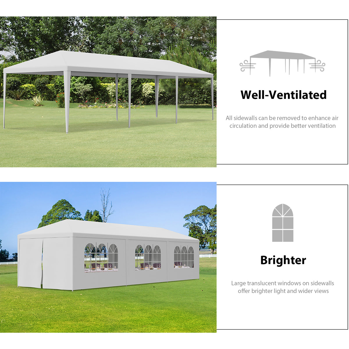 天沼ページ ZENY 10' x 30' Outdoor Waterproof Gazebo Canopy Tent with