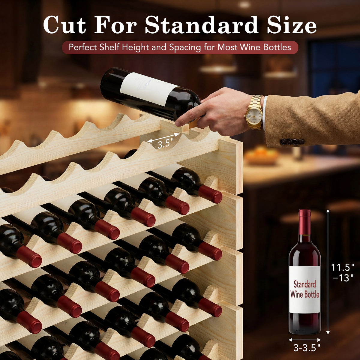 ニコ・ロビン ウッドラック ZENY™ Stackable Modular Wine Rack 96 Bottle Wooden Wine Storage