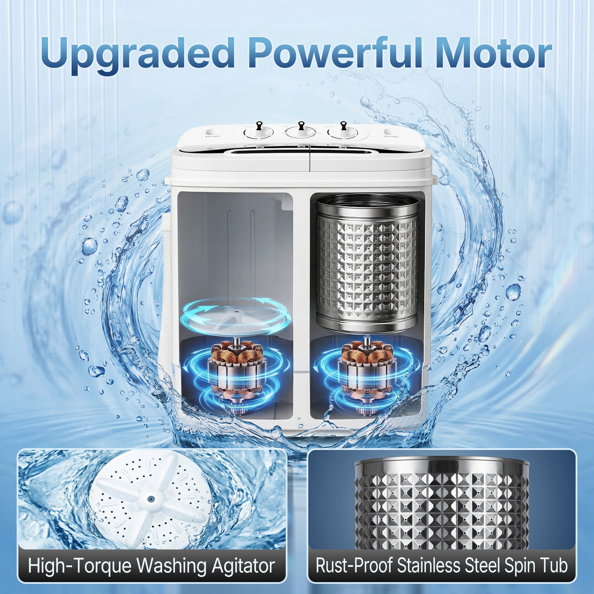844【Wendy】 洗濯機 ZENY™ Portable Mini Twin Tub Washing Machine w/Spinner Dryer
