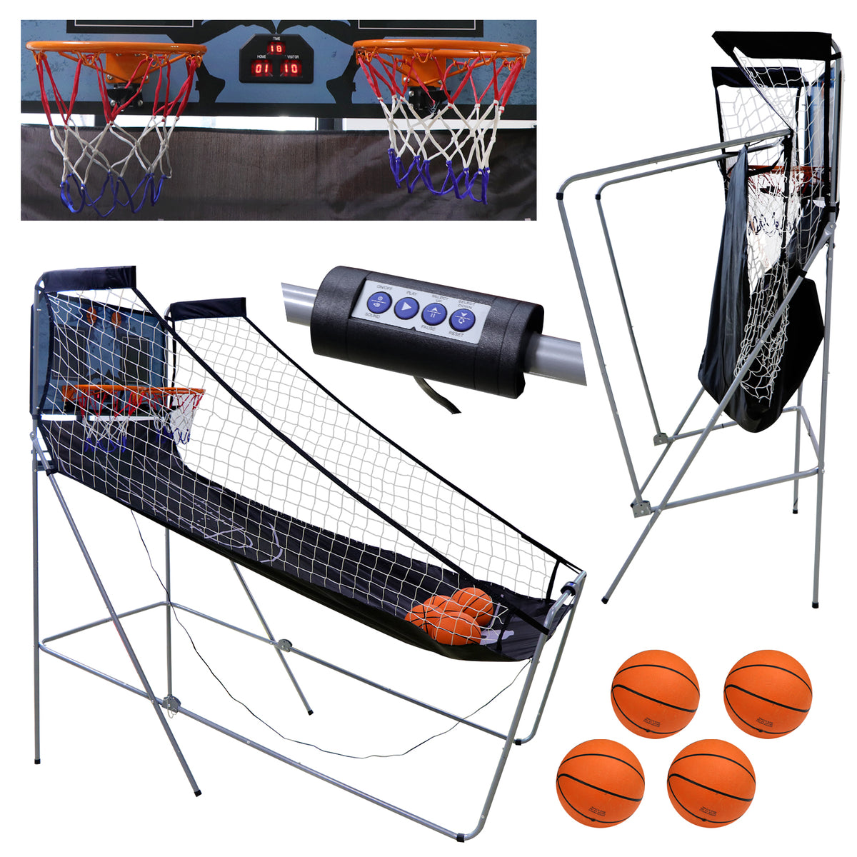 Sunnydaze 2-Player Indoor Basketball Game with Electronic Scorer