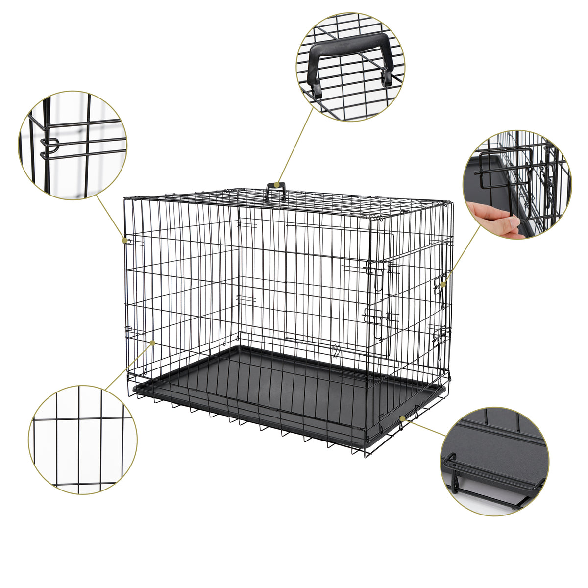 ZENY™ 36 inch Dog Crate Double Door Folding Metal Dog or Pet Crate Ken
