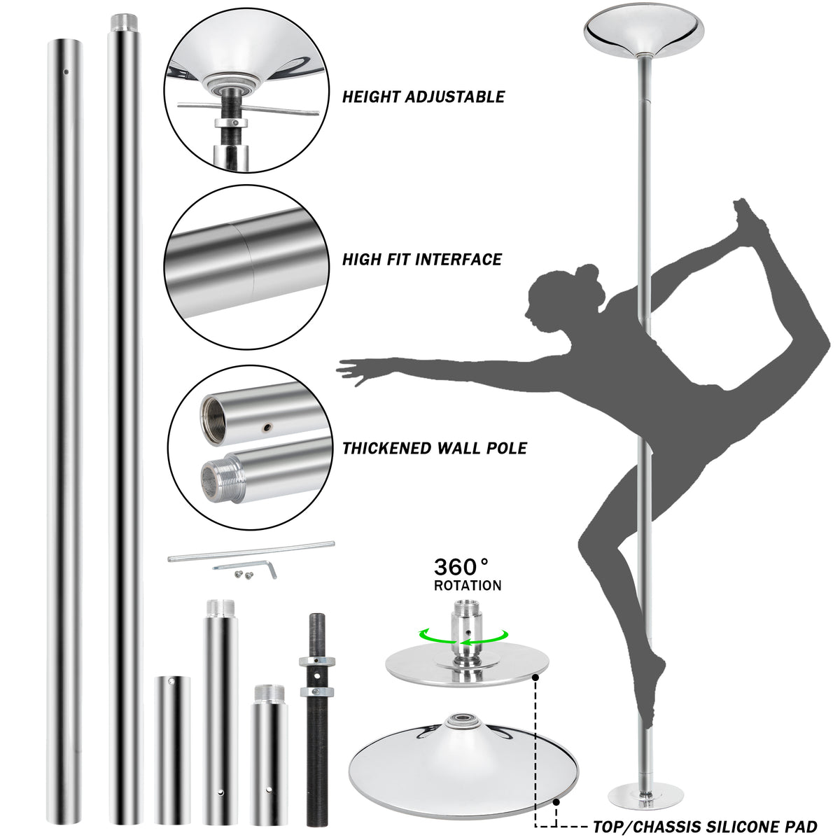 Zeny Spinning Dancing Stripper Pole Kit For Fitness Exercise Gym – ZENY  Products