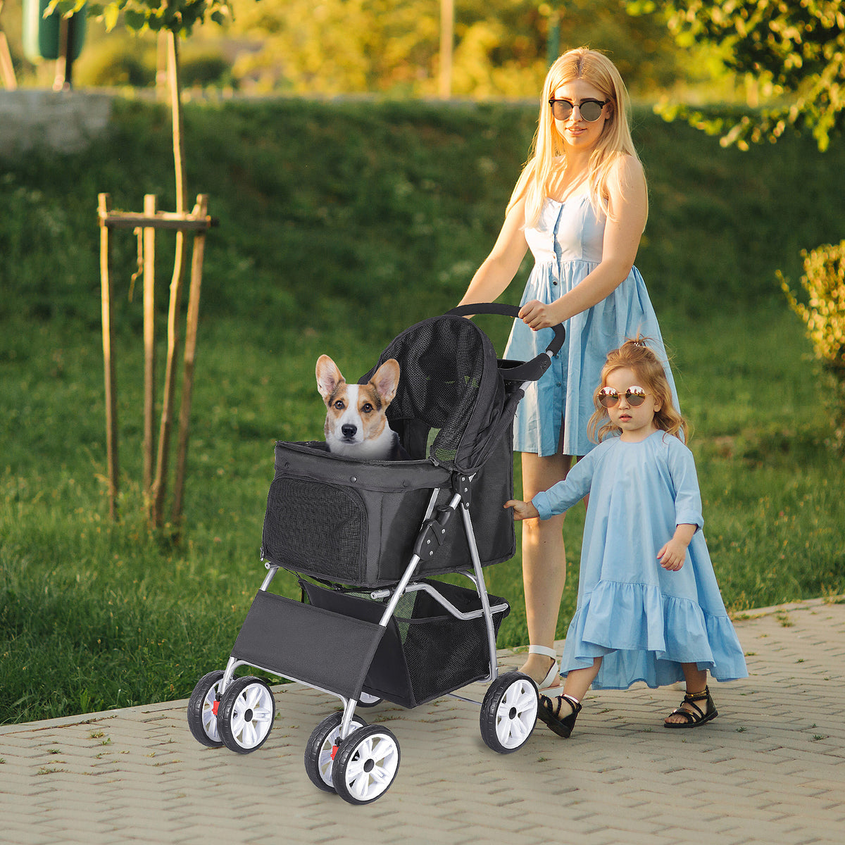 zebra dog stroller ZENY™ Foldable Pet Stroller, Cat/Dog Stroller with 4 Wheel, Pet Travel – ZENY Products