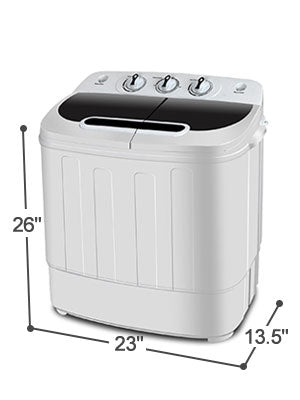 ZENY Portable Compact Mini Twin Tub Washing Machine Large Capacity Built-in  Gravity Dryer Separate Washer (Dual, 17.6 lbs.)