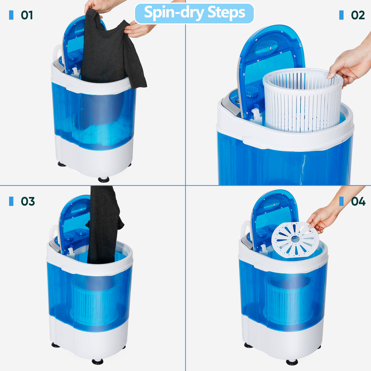 ZENY™ Mini Washer 5.7 lbs Capacity Portable Single Tub Compact Washing –  ZENY Products