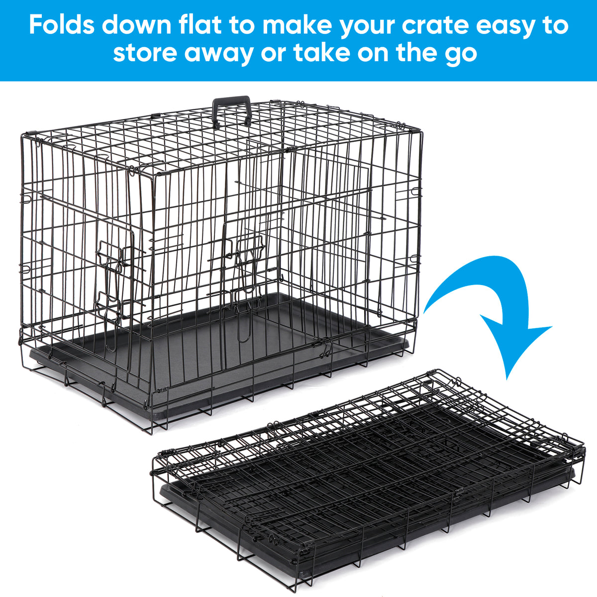 ZENY™ 30 inch Dog Crate Double Door Folding Metal Dog or Pet Crate Ken