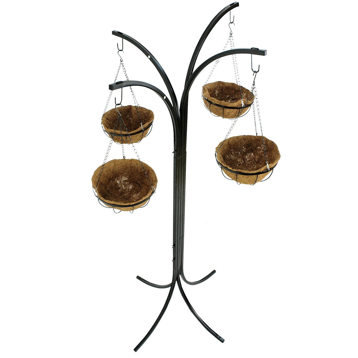 4 arm hanging plant stand ZENY™ Yard Arm Tree w/ 4 Hanging Baskets Hanging Garden System – ZENY  Products