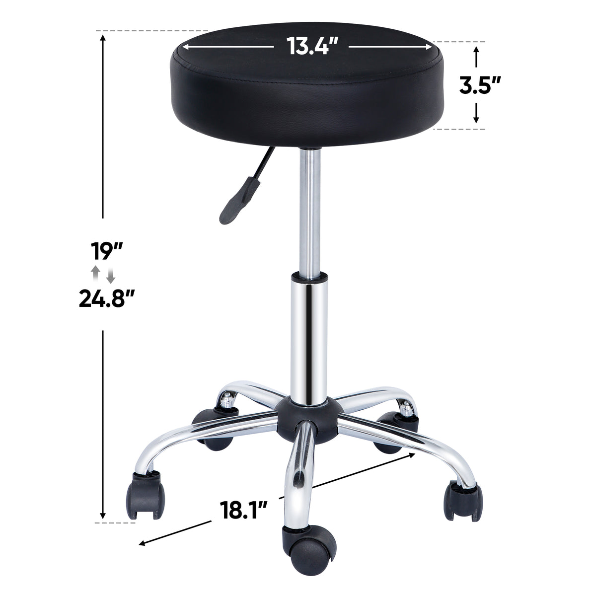 ZENY™ Round Swivel Rolling Stool Height Adjustable Salon Stool Chair w