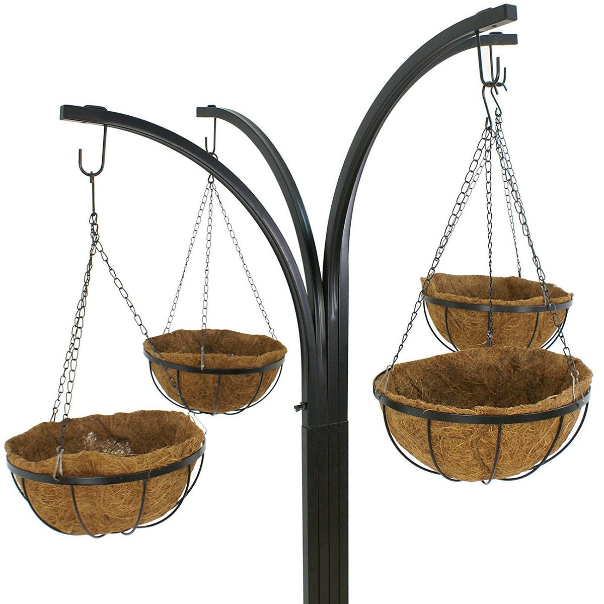 4 arm hanging plant stand ZENY™ Yard Arm Tree w/ 4 Hanging Baskets Hanging Garden System – ZENY  Products