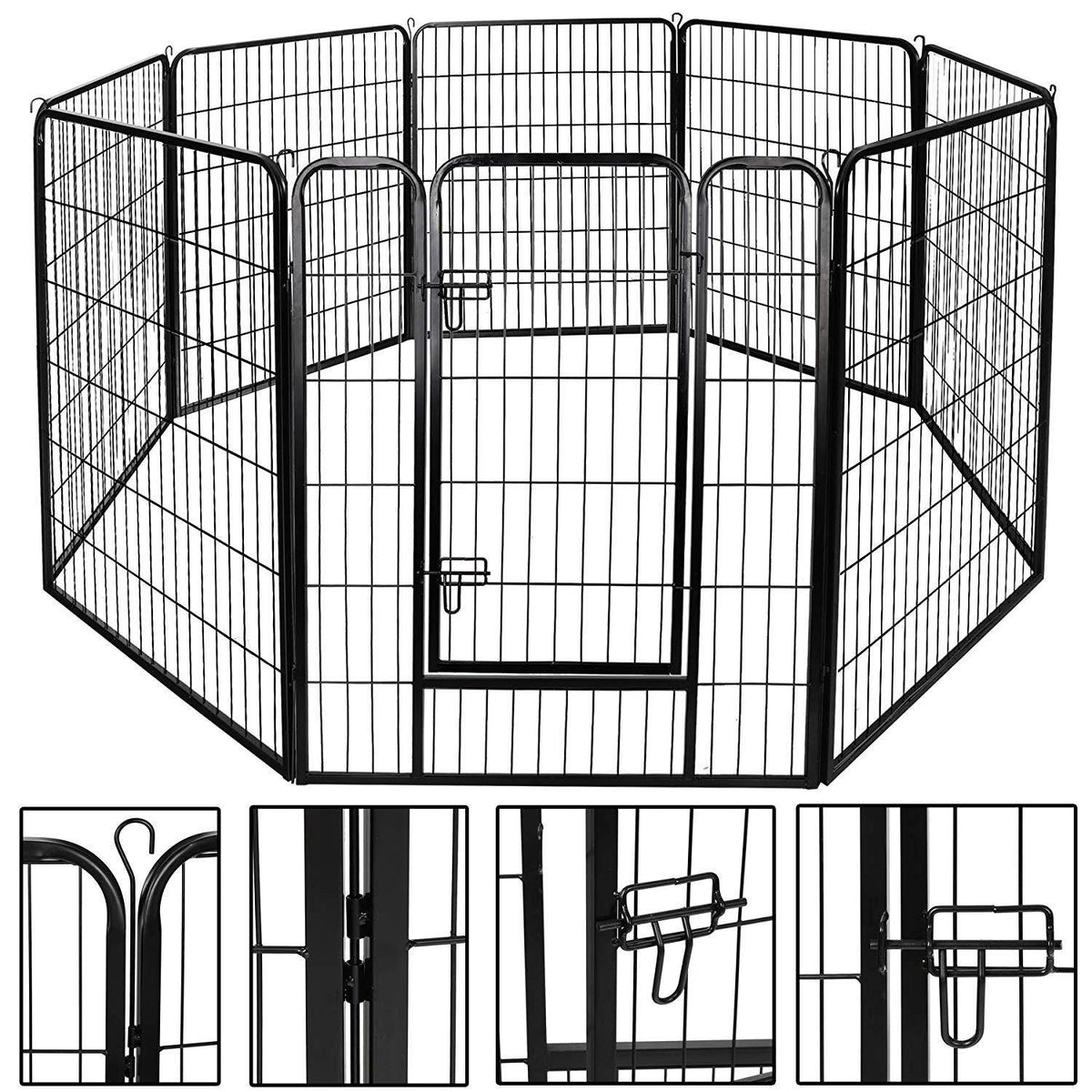 ZENY™ Dog & Cat Pet Playpen Foldable Metal Exercise 8 Panel Design