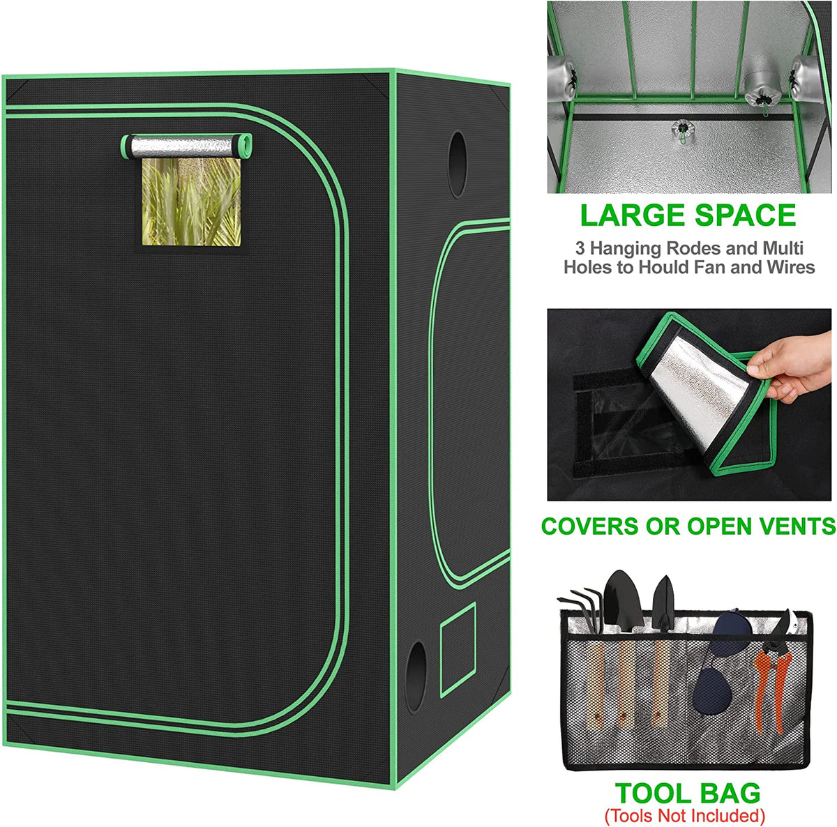 grow tent vents open or closed ZENY™ 48''x48''x80'' Mylar Hydroponic Grow Tent for Indoor Plant Fruit – ZENY Products