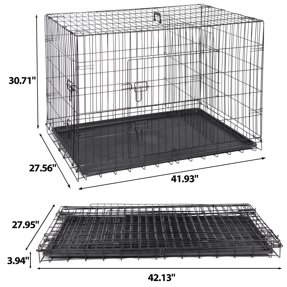 ZENY™ 42 inch Dog Crate Double Door Folding Metal Dog or Pet Crate Ken