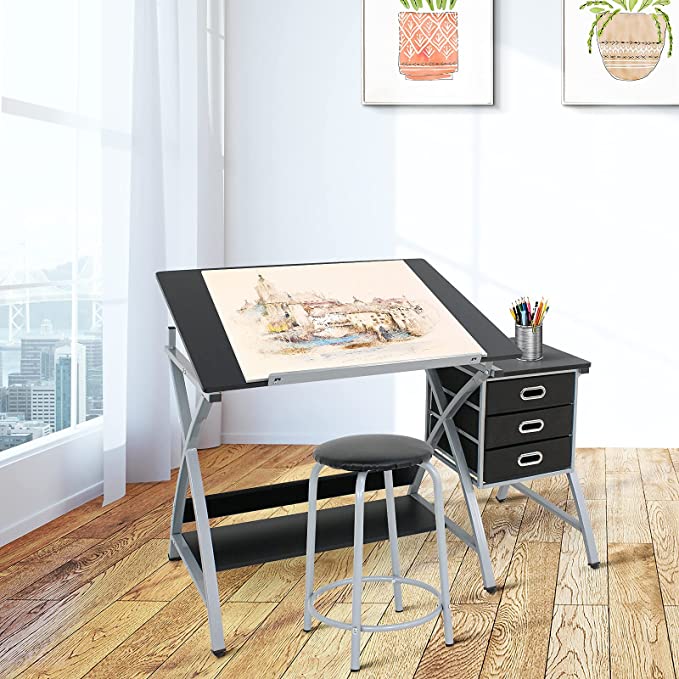 ZENY™ Adjustable Drawing Desk Drafting Table Folding Art Craft Table S