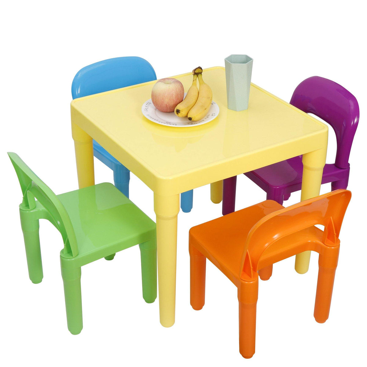 ZENY™ Kids Plastic Table and 4 Chairs Set, Multicolor Play Room