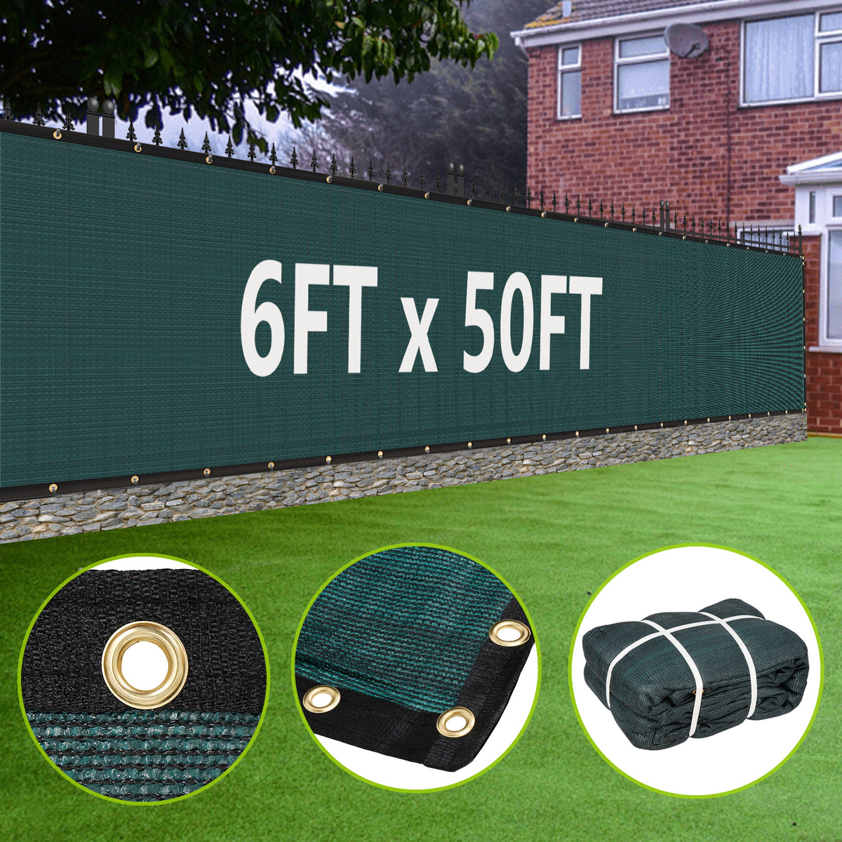 ZENY™ 6ft x 50ft Outdoor Privacy Screen Fence 150 GSM Heavy Duty