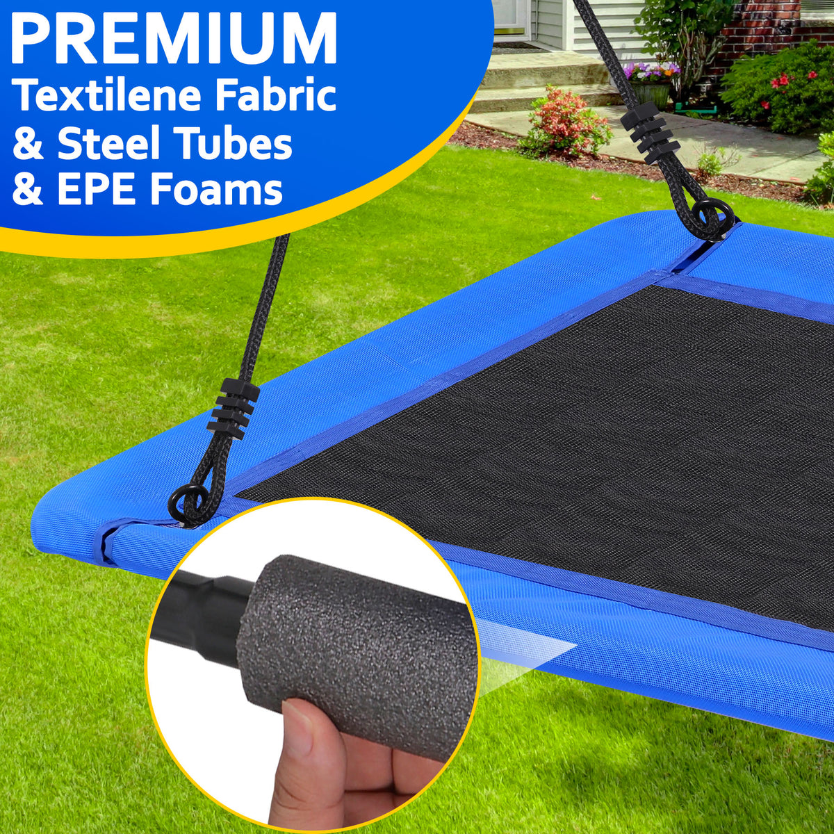 Rectangular Material Swing ZENY Platform Tree Swing, 60 inch Waterproof Rectangle Swing, 700lbs W ...