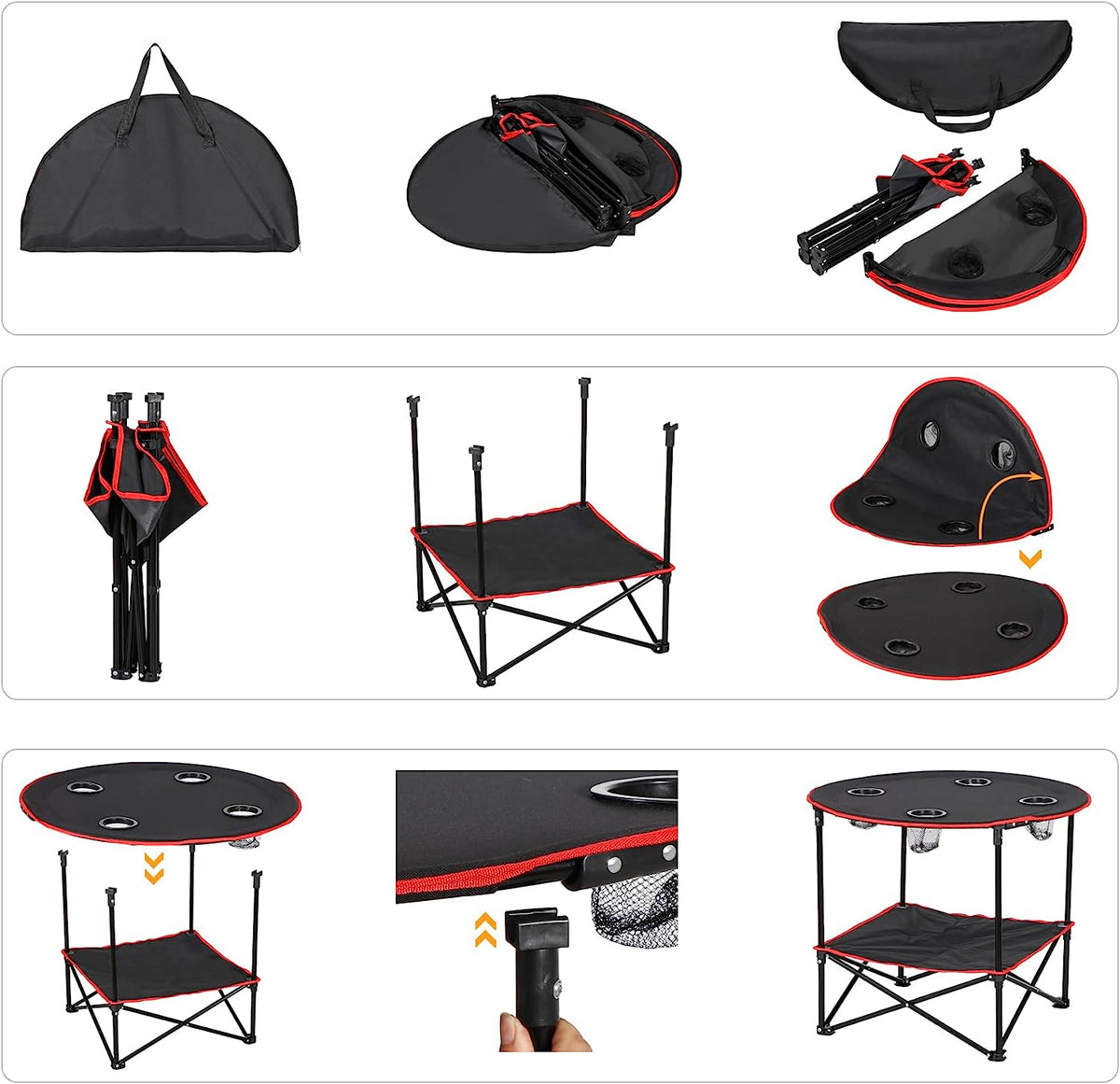 Tavolo Da Picnic Pieghevole Portatile HDFL Rosso Con Borsa - Per Campeggio E Outdoor - Foto 2