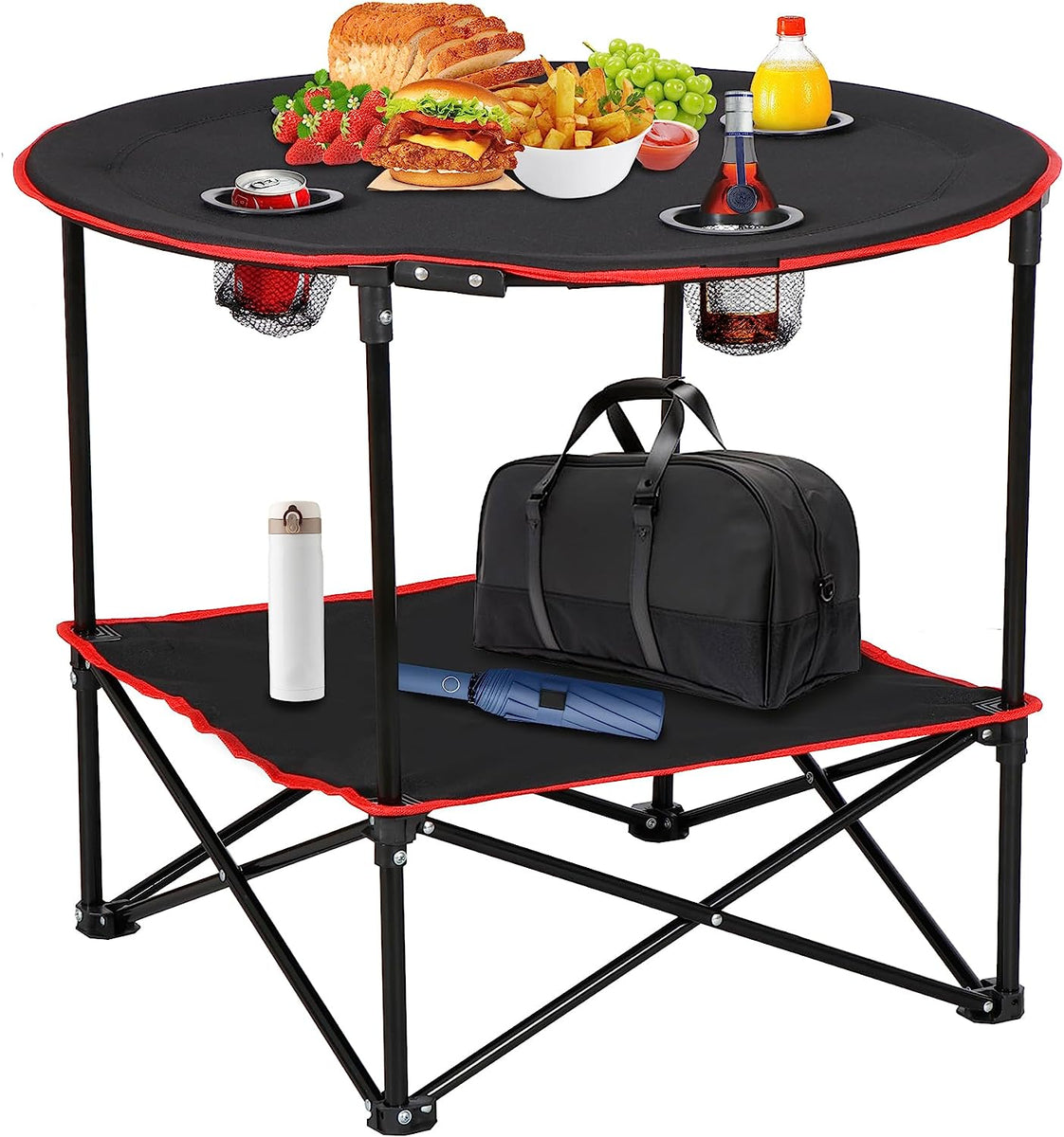 ZENY™ Portable Folding Picnic Table Outdoor Camping Table with 4 Cup H ...
