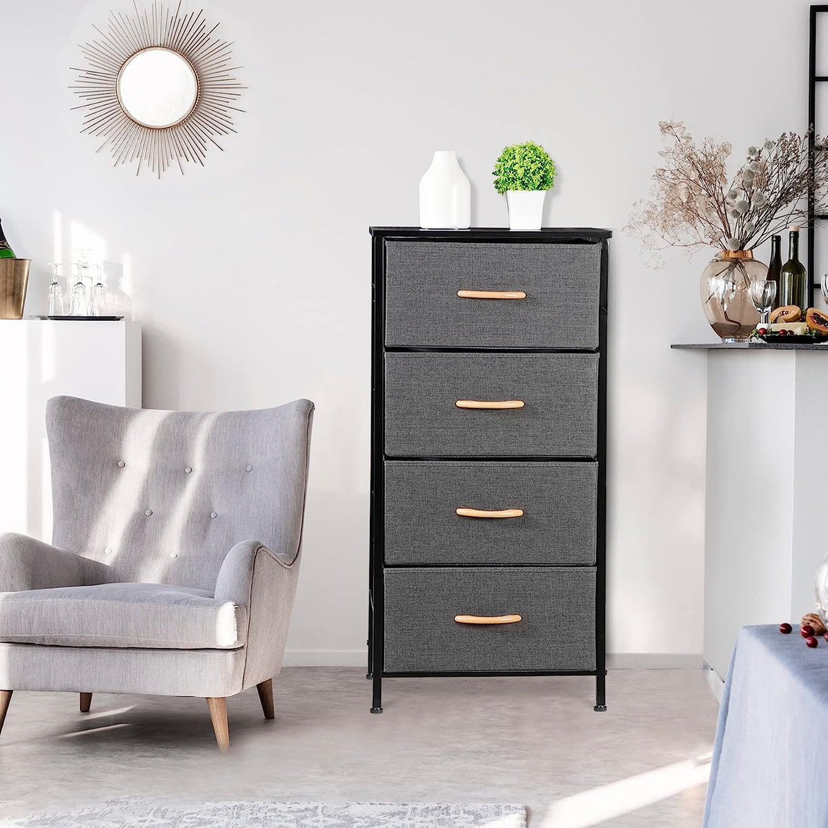 ZENY™ Dresser for Bedroom with 4 Storage Drawers, Fabric Chest of Draw ...