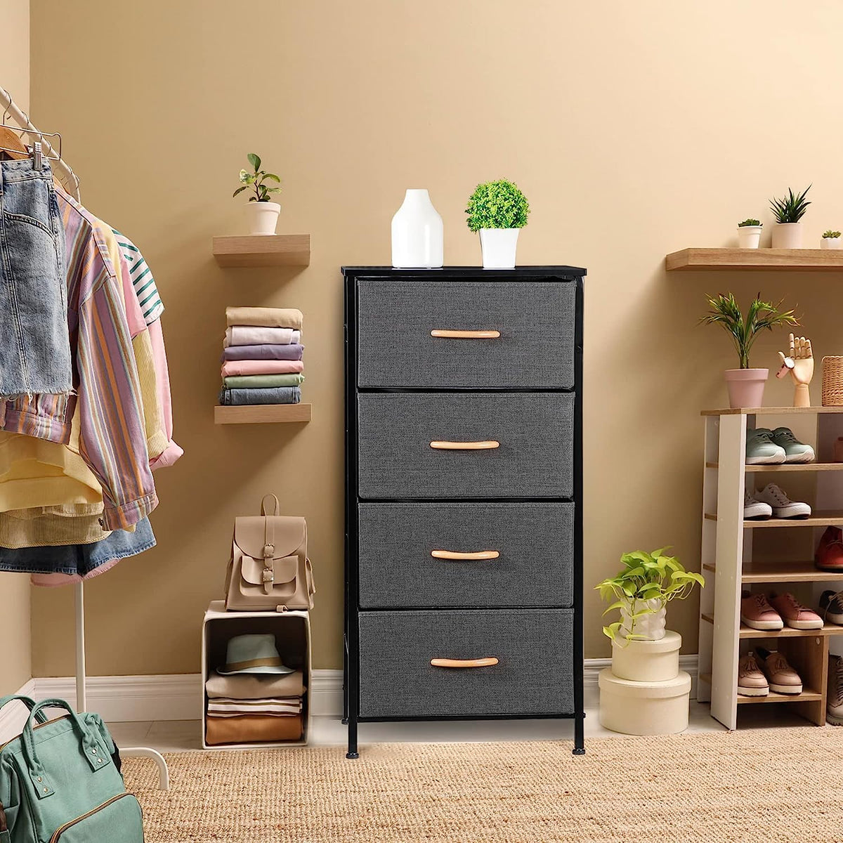 ZENY™ Dresser for Bedroom with 4 Storage Drawers, Fabric Chest of Draw ...