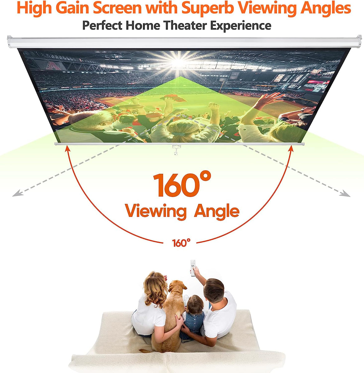 ZENY™ 100'' 16:10 HD Projection Screen Foldable Anti-Crease Portable P ...