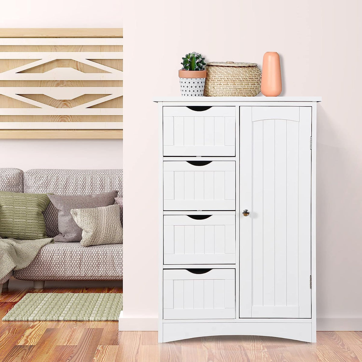 ZENY™ Freestanding Bathroom Floor Storage with 4 Drawers and A