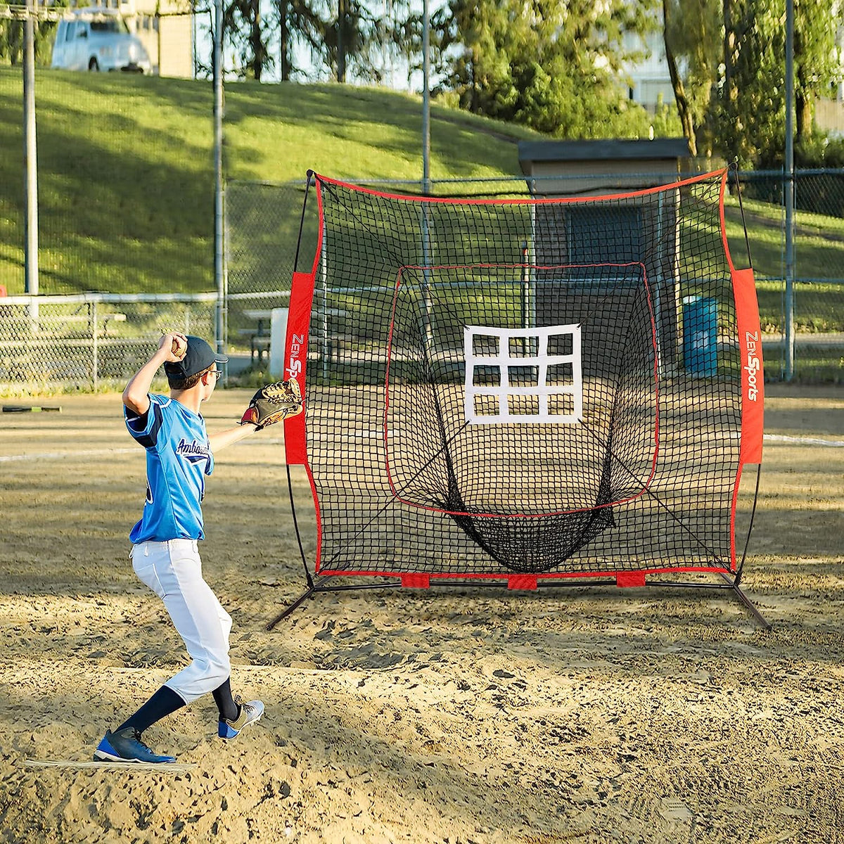 ZENY™ 7'×7' Baseball Softball Practice Net for Hiting and Pitching Bat