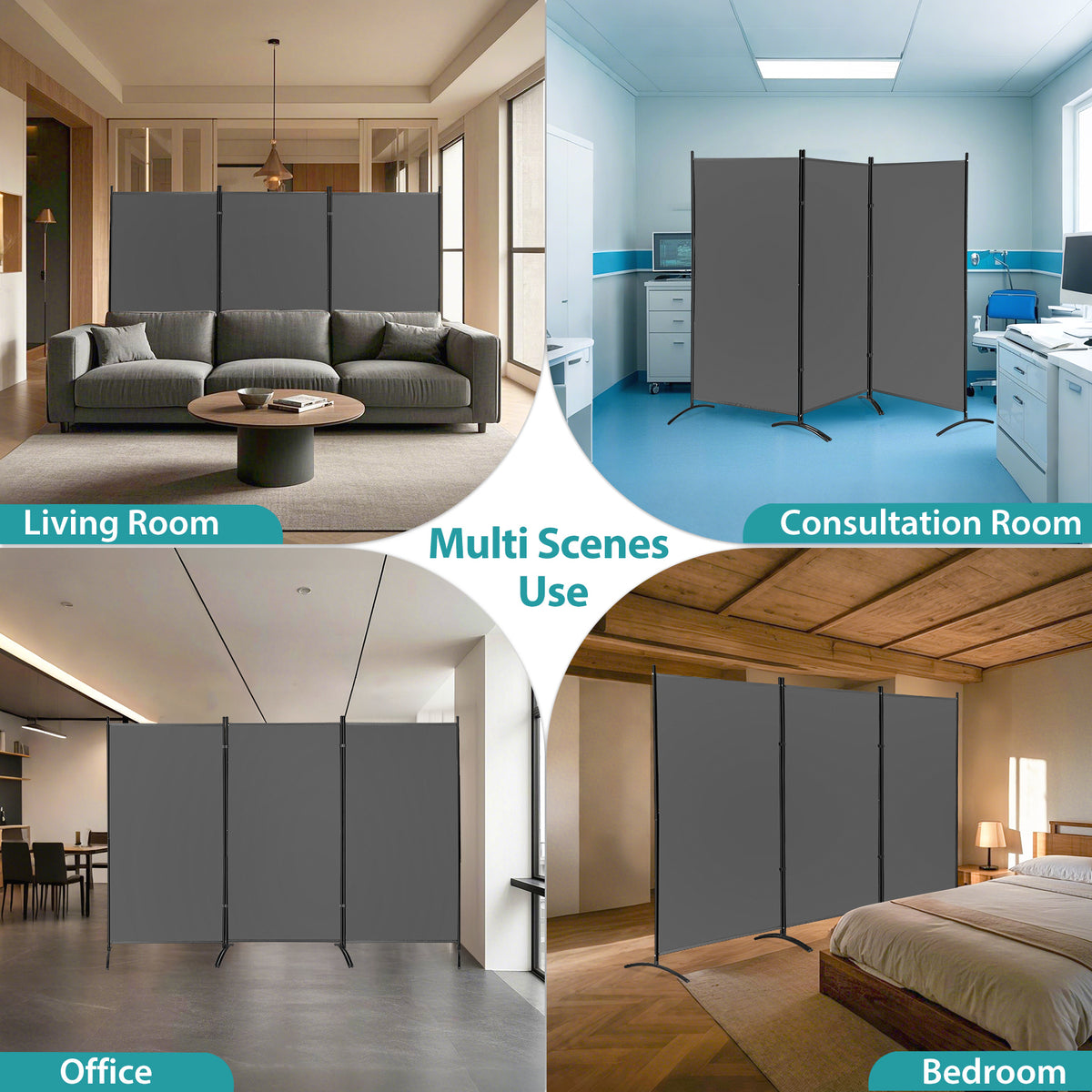 ZENY Room Divider, 3 Panel Folding Privacy Screen for Home Office Room ...