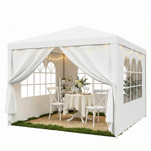 ZENY 10' X 10' Outdoor White Waterproof Gazebo Canopy Tent with