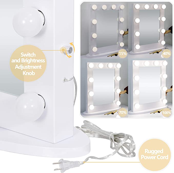 ZENY Hollywood Vanity Makeup Mirror - LED Lighted Wall-Mounted Dressing Table Mirror