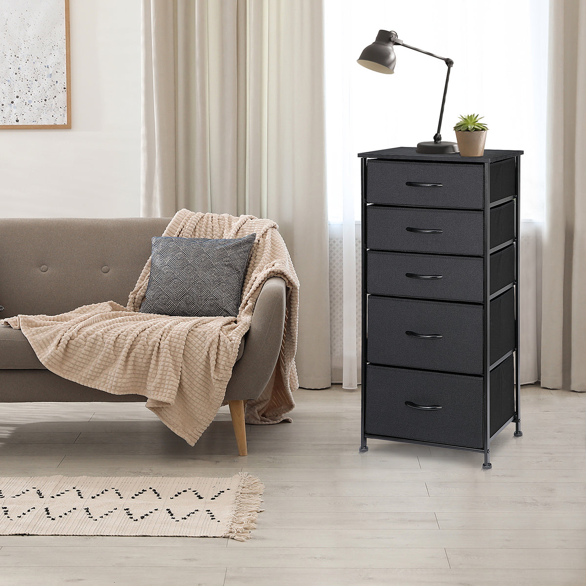 ZENY™ Fabric Dresser with 5 Drawers, Vertical Dresser Storage Tower, S ...